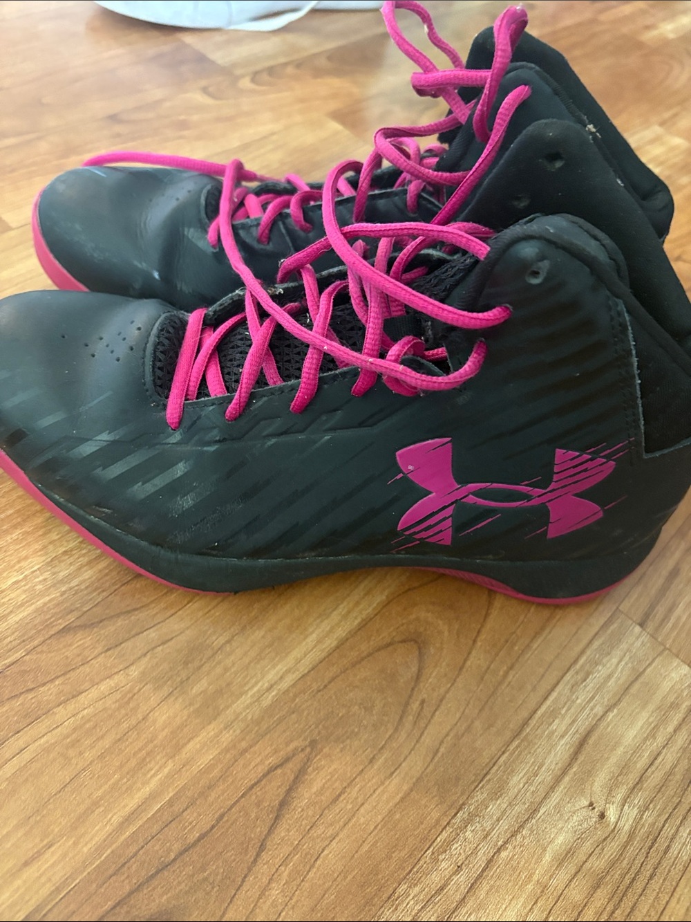 Under Armour Black Athletic High-Top Shoes with Pink Accents